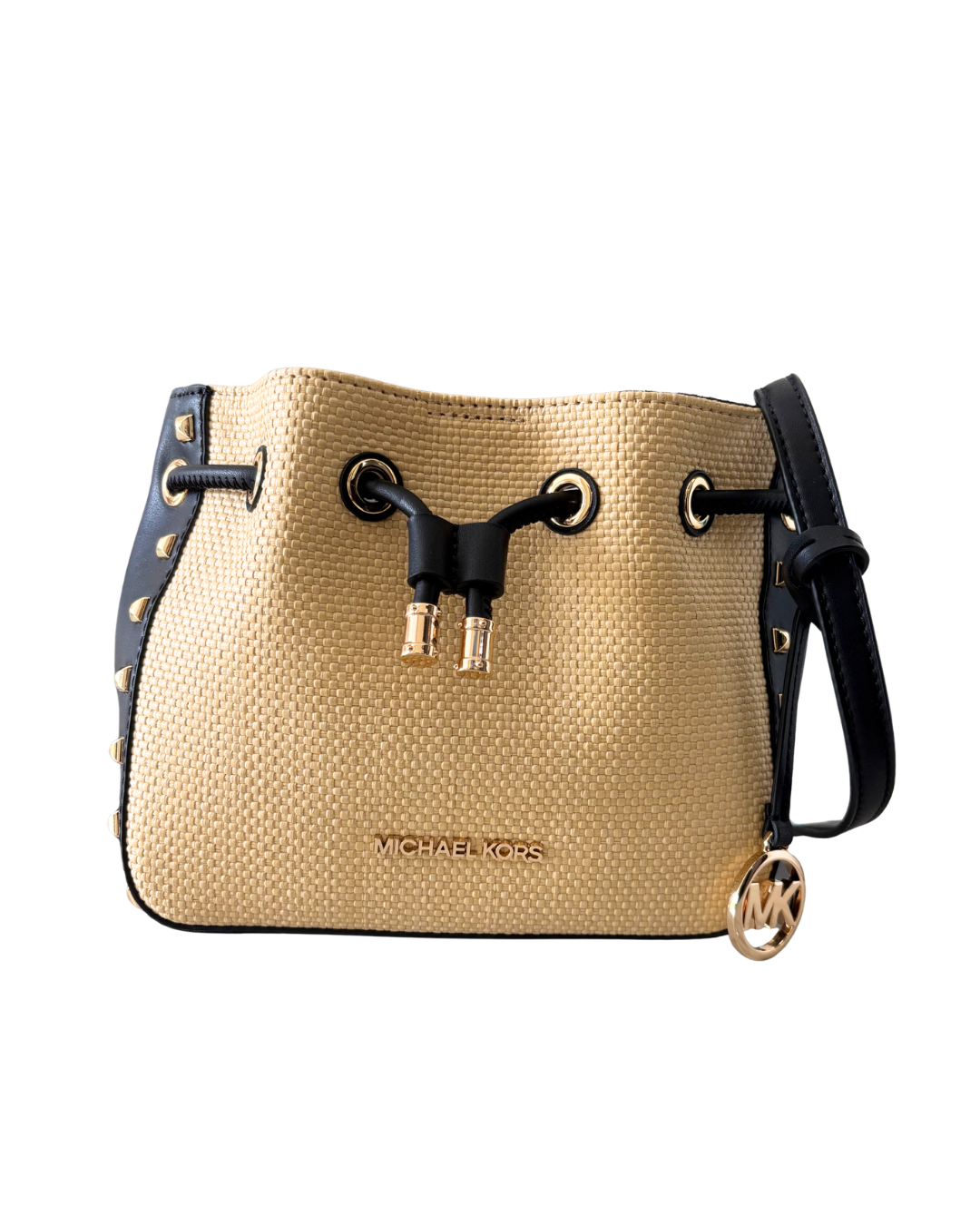 Michael Kors Phoebe Small Straw Studded Bag
