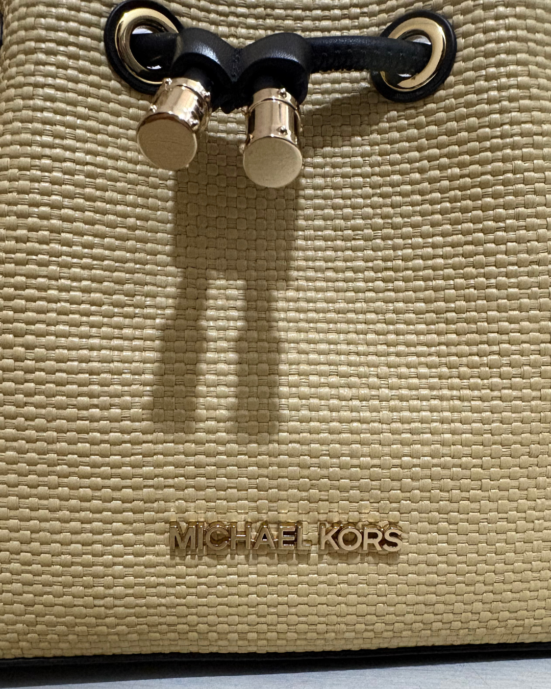 Michael Kors Phoebe Small Straw Studded Bag