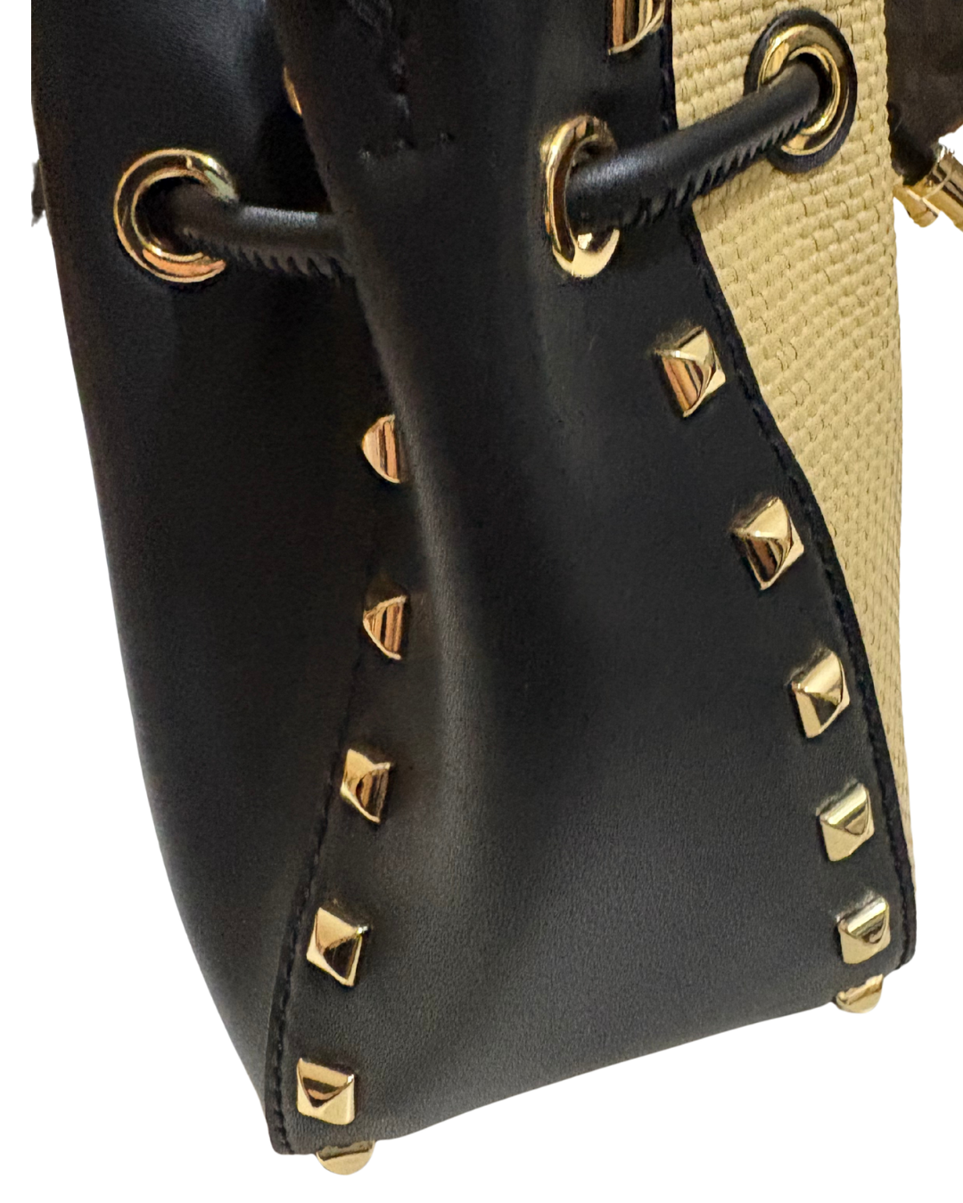 Michael Kors Phoebe Small Straw Studded Bag