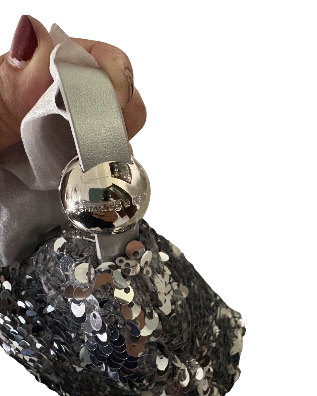 Charles and Keith Jesmyn Sequinned Two-Way Bag - Silver